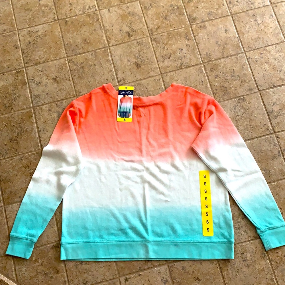 SPLENDID Tie Dye Long Sleeve Shirt Top Crew
